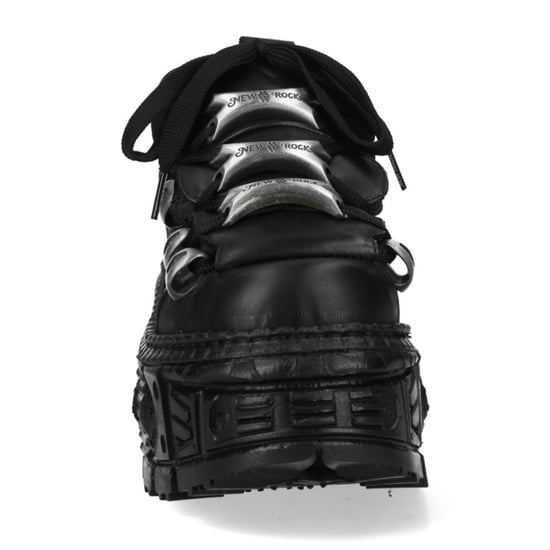 New Rock M-OVERZ106B-C1 Metallic Chunky Zwarte Leren Gothic Enkellaarsjes - Image 5