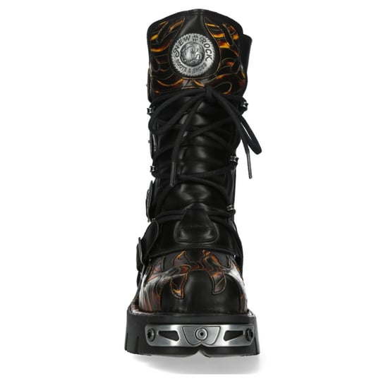 New Rock M-591-C58 halfhoge zwarte vlammen leren metallic gothic laarzen - Image 5