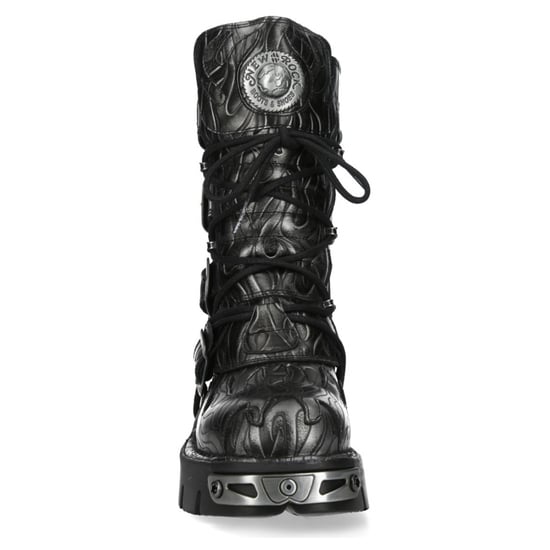 New Rock M-591-C63 Halfhoge zwarte stalen leren metallic gothic laarzen - Image 5