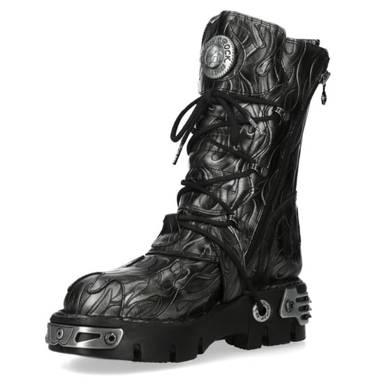 New Rock M-591-C63 Halfhoge zwarte stalen leren metallic gothic laarzen - Image 6