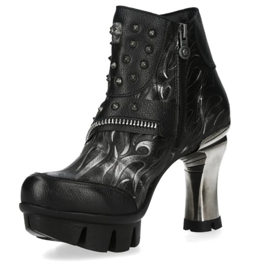 New Rock Dames NEOPUNK001-C19 Zwarte Gothic Punk Leren Enkellaarsjes met Hak - Image 6