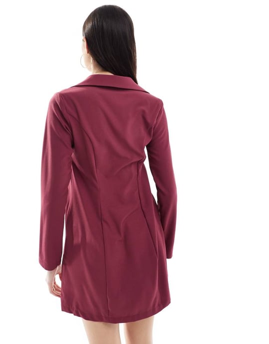 ASOS DESIGN collared mini shift dress in burgundy - Image 2