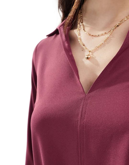 ASOS DESIGN collared mini shift dress in burgundy - Image 4
