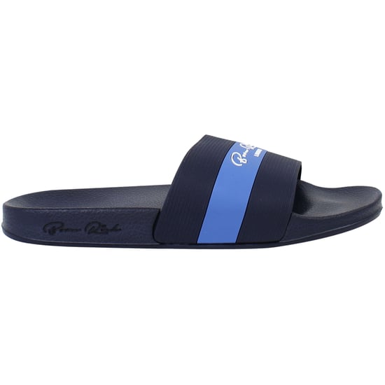 Born Rich Aurelio Mens Navy Sliders - Image 1