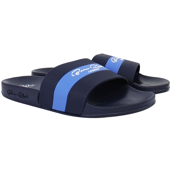 Born Rich Aurelio Mens Navy Sliders - Image 2