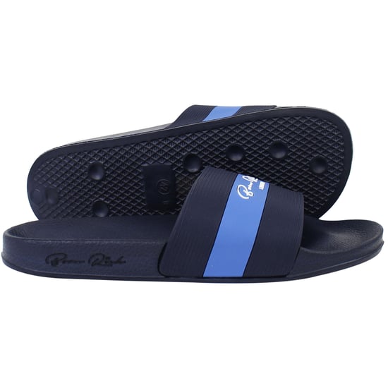 Born Rich Aurelio Mens Navy Sliders - Image 4