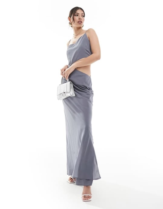 silk dress halter neck Champagne Cowl Neck Backless Satin Mini Dress main image 1
