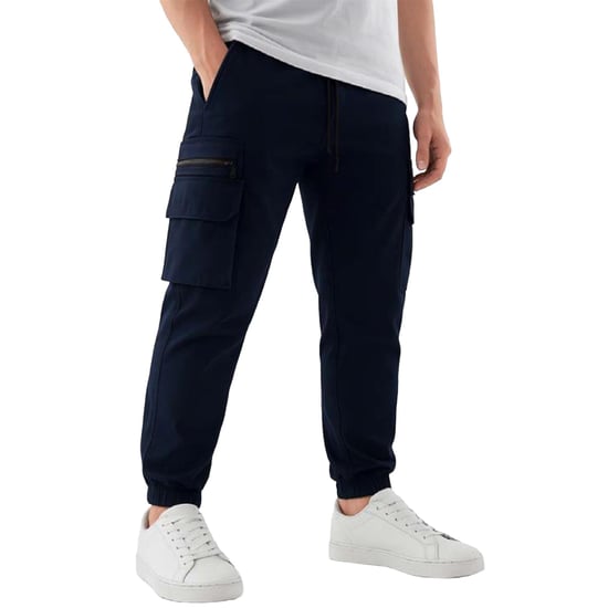 Soulstar Mens Cargo Pants Slim Fit with Zip Pockets Cargo - Image 1