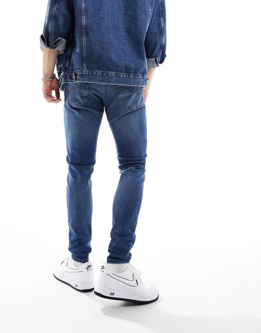 Jack & Jones Mike tapered jeans in mid blue - Image 3