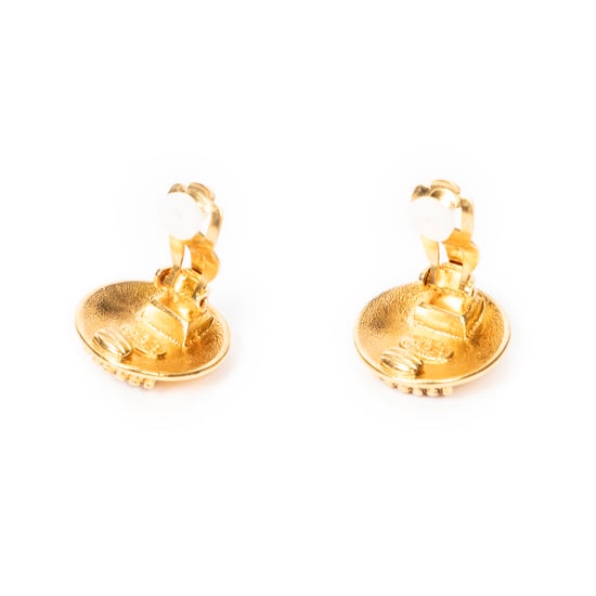 CC Crown Round Clip On Earrings Oorbellen - Image 3