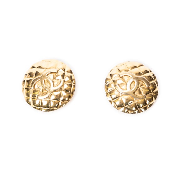 CC Quilted Round Clip On Earrings Oorbellen - Image 1