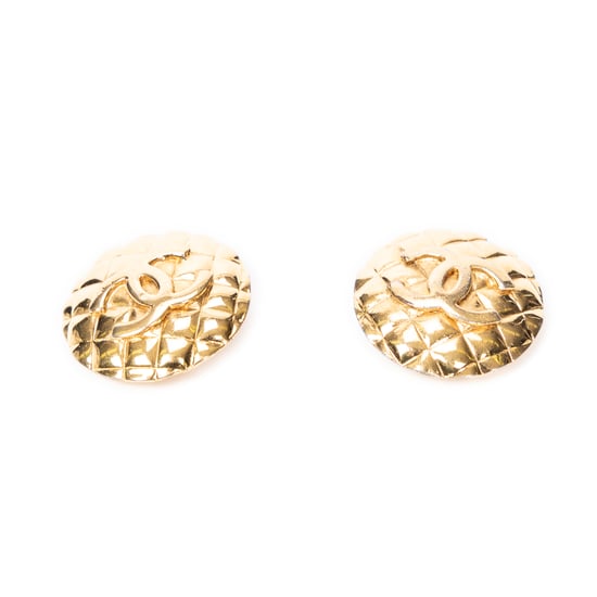 CC Quilted Round Clip On Earrings Oorbellen - Image 2