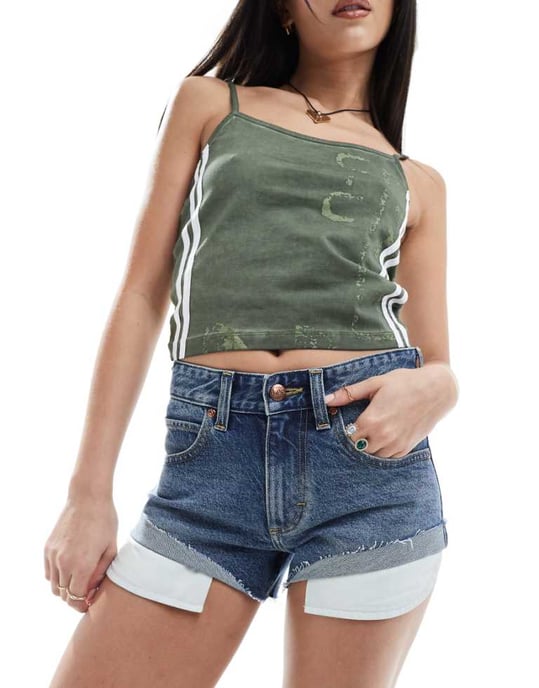 Lee Rider short 2inch straight fit turn up denim shorts in mid vintage wash-Blue - Image 1