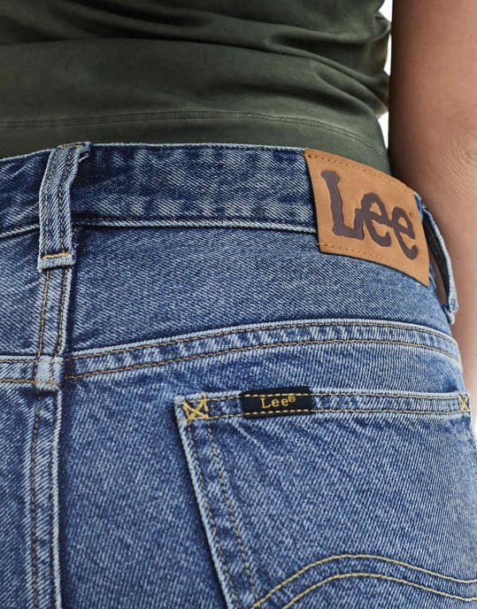 Lee Rider short 2inch straight fit turn up denim shorts in mid vintage wash-Blue - Image 3