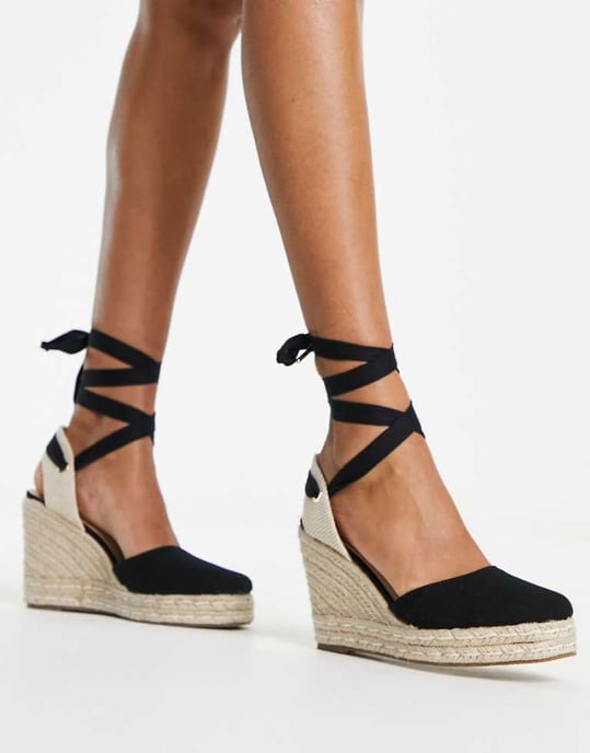 schuh Venus closed toe wedge espadrilles in black - Image 1