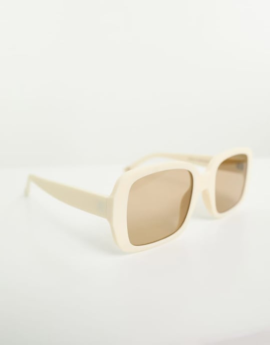ASOS DESIGN square sunglasses with brown lens in ecru-White - Image 2