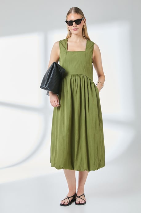 Square Neck Parachute Midi Dress - Image 1