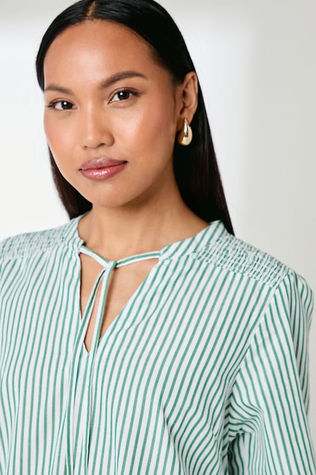 Stripe Tie Front Blouson Sleeve Maxi Dress - Image 4