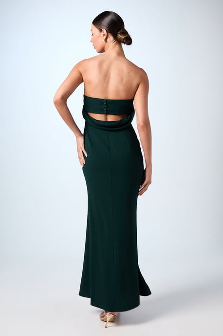 Bandeau Cowl Back Crepe Maxi Bridesmaids Dress - Image 3