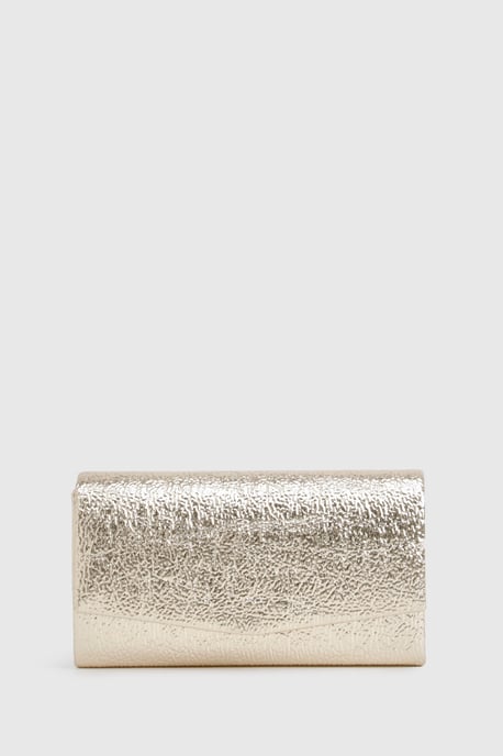 Textured Metallic Structured Clutch Bag - Image 2