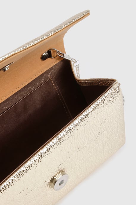 Textured Metallic Structured Clutch Bag - Image 4