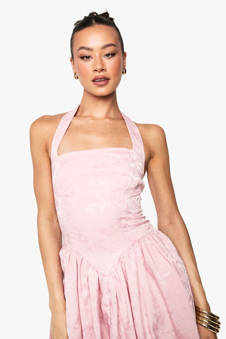 Tall Halter Jaquard Square Neck Skater Dress - Image 4
