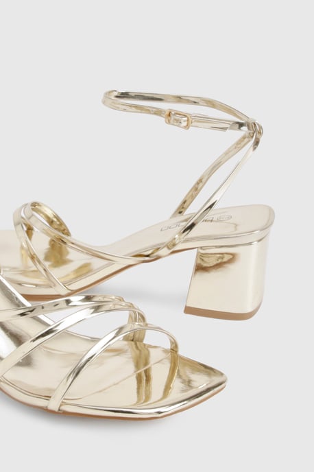 Wide Fit Triple Strap Detail Low Block Heels - Image 6