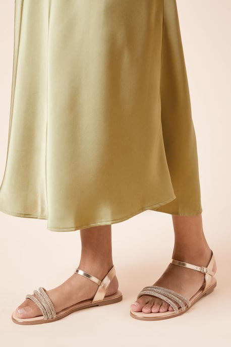 Wide Fit Fern Embellished Flat Sandals - Image 1