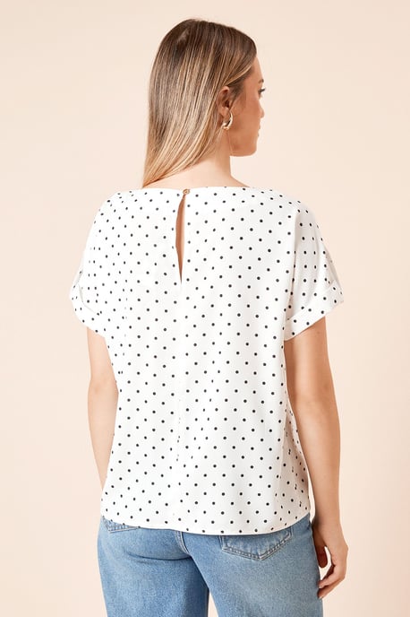 Spot Roll Sleeve Blouse - Image 4