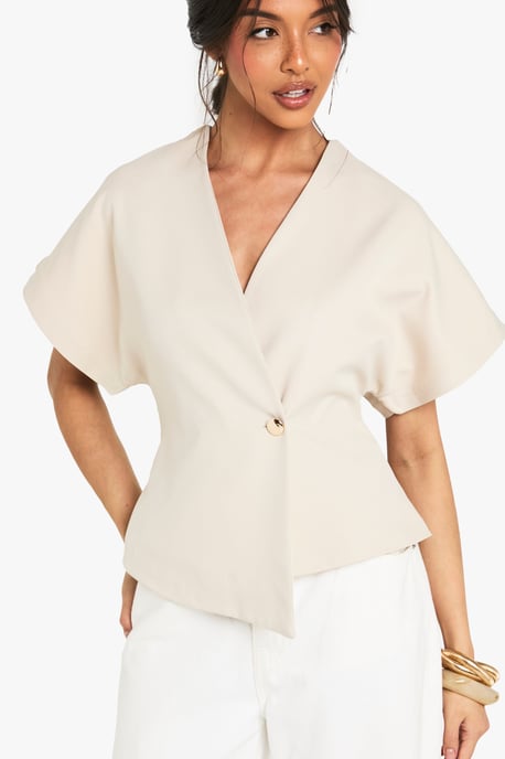 Woven Button Cap Sleeve Top - Image 4