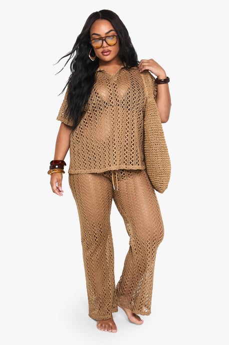 Plus Crochet Wide Leg Beach Trouser - Image 1