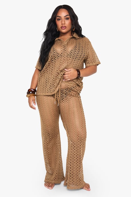 Plus Crochet Wide Leg Beach Trouser - Image 3