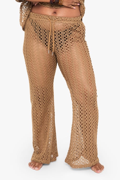Plus Crochet Wide Leg Beach Trouser - Image 4