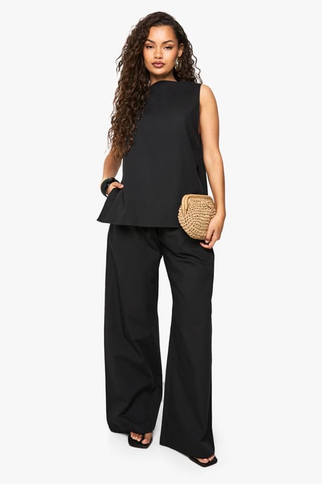 Poplin Sleeveless Blouse & Wide Leg Trouser Co-ord - Image 1