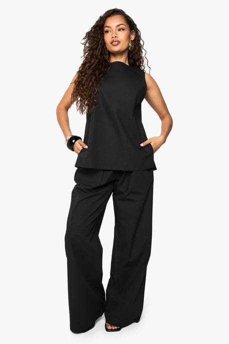 Poplin Sleeveless Blouse & Wide Leg Trouser Co-ord - Image 3