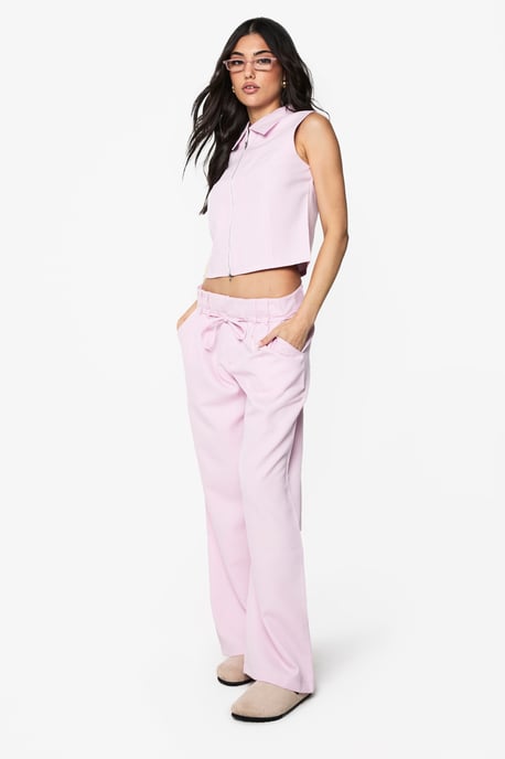 Woven Tailored Belted Wide Leg Trouser - Image 1