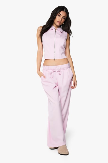 Woven Tailored Belted Wide Leg Trouser - Image 3