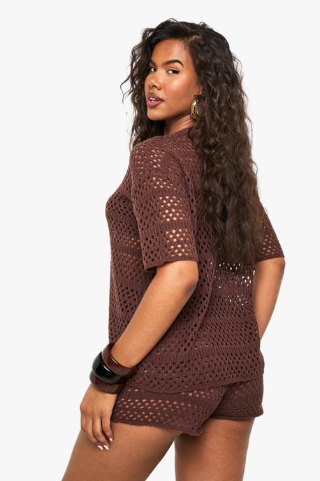Crochet Oversized Knitted Top and Knicker Short Set - Image 2