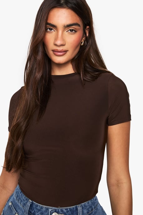 Double Layer Slinky Short Sleeve Bodysuit - Image 3