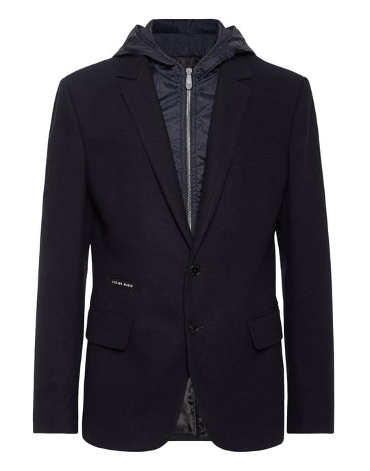 Waterafstotende wollen blazer met capuchon - Image 1