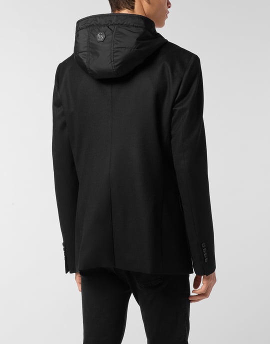 Waterafstotende wollen blazer met capuchon - Image 2