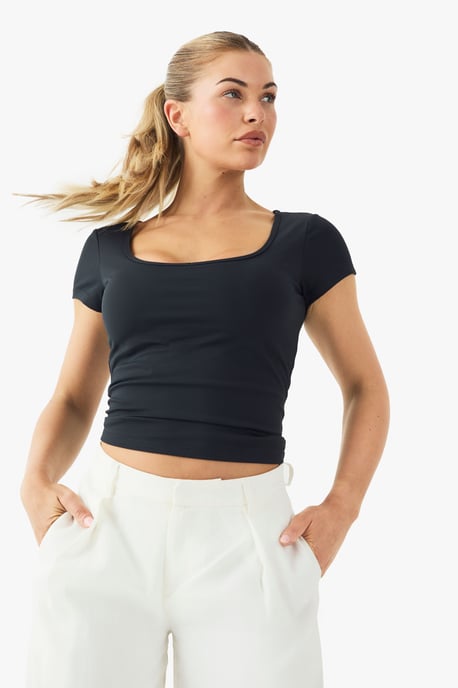 Buttery Soft Built in Padded Sweetheart Neck Cap Sleeve Top - Image 1