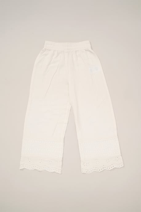 Broderie Top and Wide Leg Trouser Outfit Set - Image 4