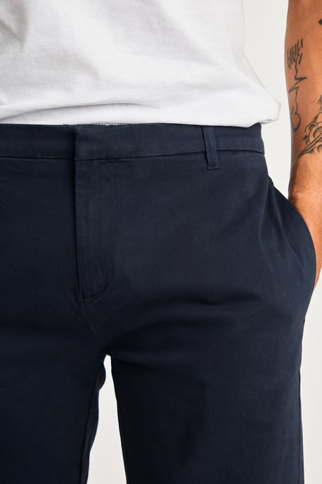 Navy Cotton Straight Leg Trouser - Image 3