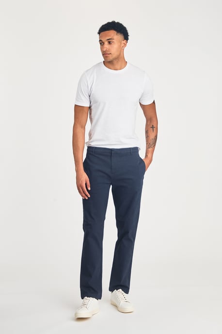 Navy Cotton Straight Leg Trouser - Image 4