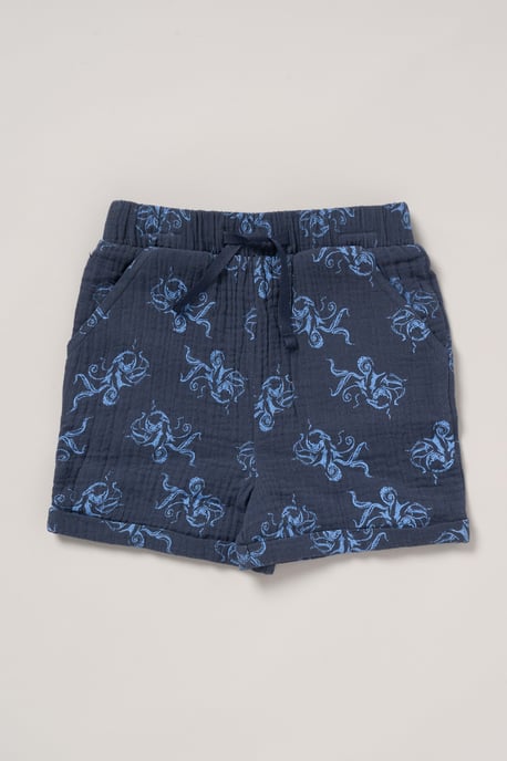 Muslin Printed Shirt, Shorts and Bucket Hat Outfit Set - Image 4