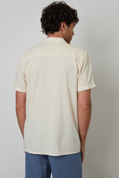 Natural Cotton Crochet Lace Short Sleeve Shirt With Linen - Image 2