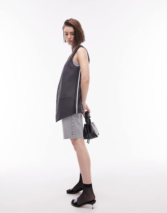 Topshop longline waistcoat in grey - Image 2