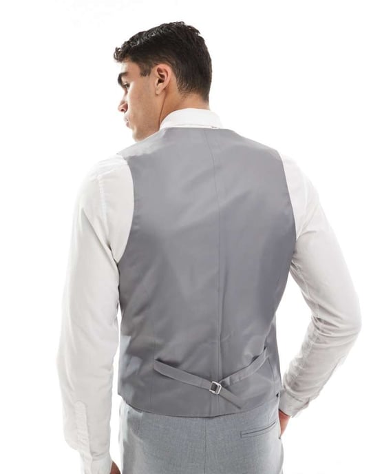 ASOS DESIGN skinny waistcoat in grey - Image 2