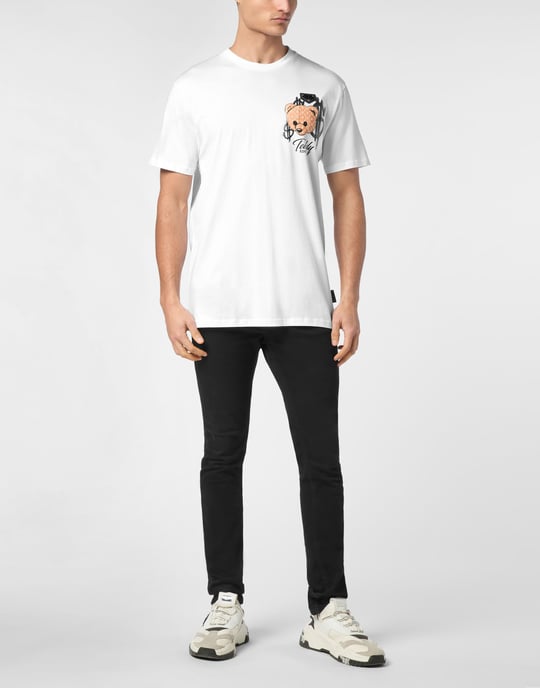 T-shirt med rund hals och teddymönster - Image 4